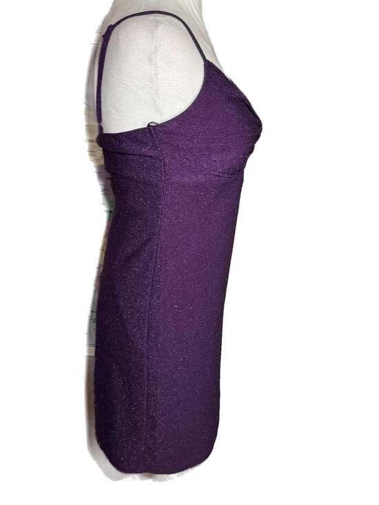 City Studio Purple Glitter Knit V-Neck Bodycon Mini Dress - Picture 3 of 4